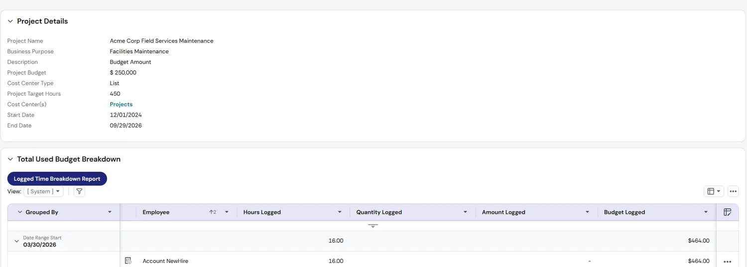 UKG Ready project costing workflow screenshot for Indianapolis employers