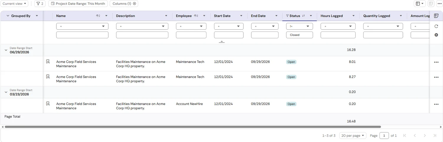 UKG Ready project log screen for Indianapolis HRIS and HCM software support
