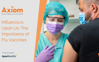 Axiom Human Resource Solutions image featuring a healthcare professional administering a flu vaccine, emphasizing the importance of flu vaccinations during influenza season.