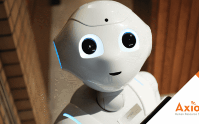 Robot assistant with friendly facial features, representing Axiom Human Resource Solutions, emphasizing AI integration in healthcare environments.