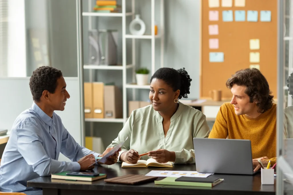 colleagues working at office