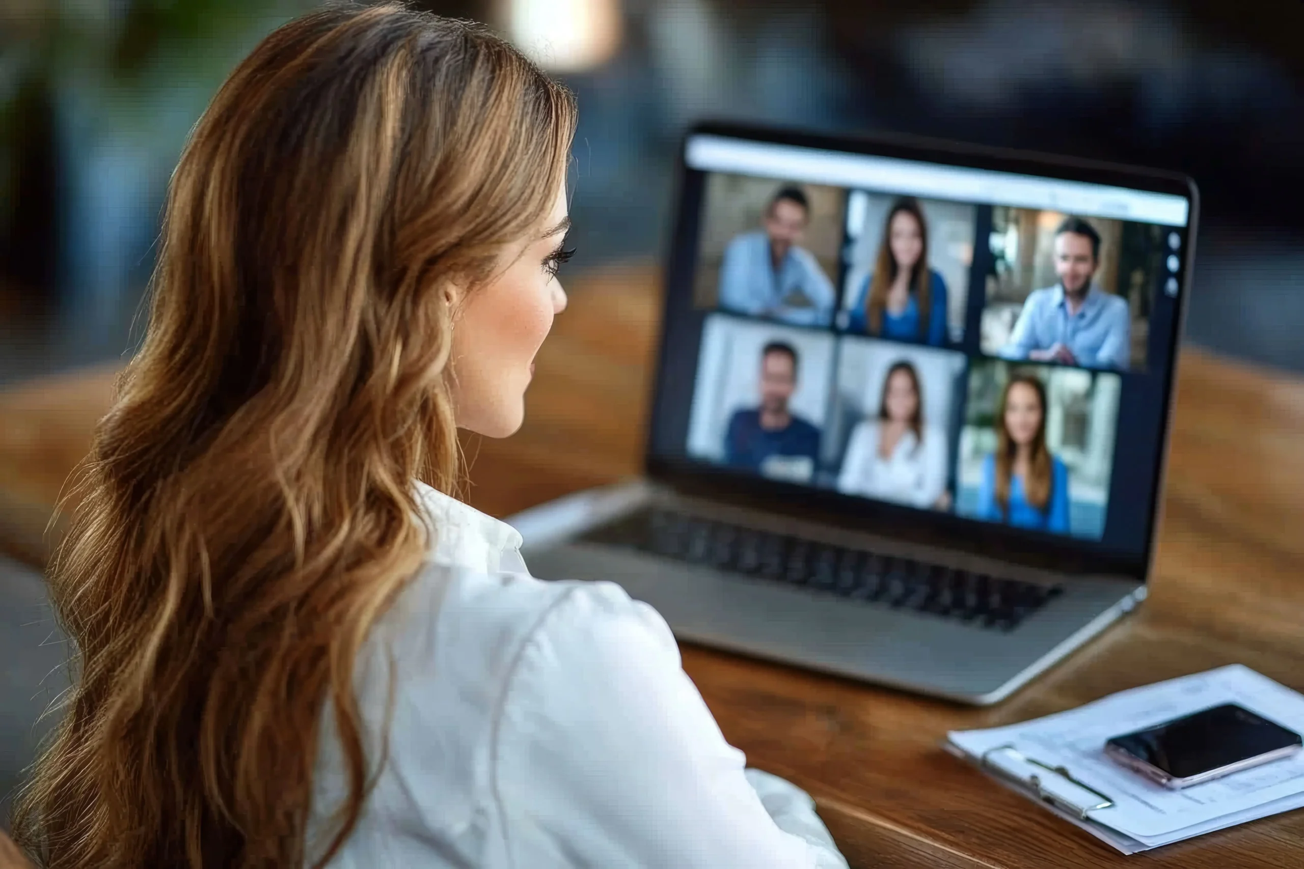 HR professional addressing workplace incivility on a conference call.