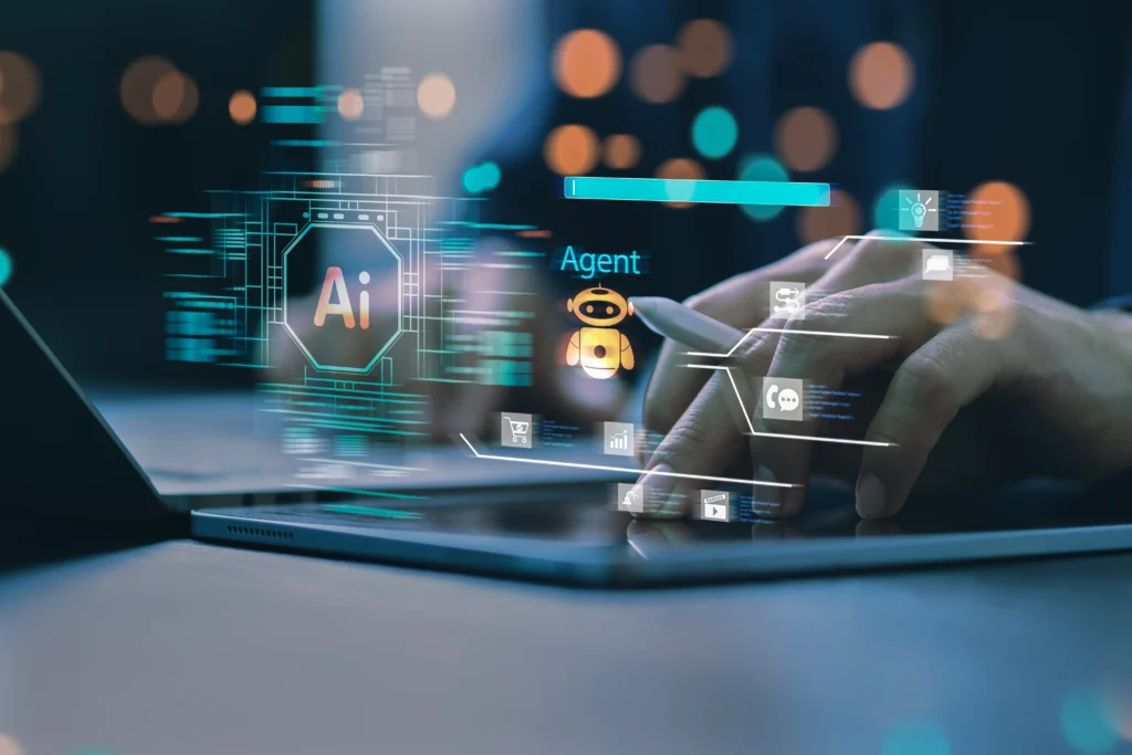 Hologram style graphic showing the use of AI in salary decisions.