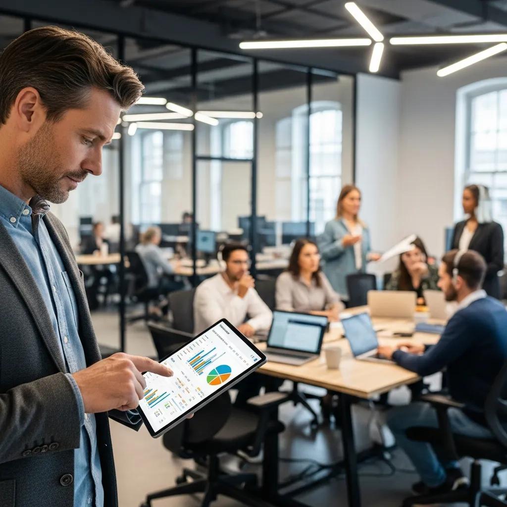 Top Human Capital Management Solutions in Indianapolis, IN 1 manager reviewing workforce data on a tablet in a busy office illustrating integrated hcm benefits cc302f83 514c 46dd ab4b bf8036ab662b