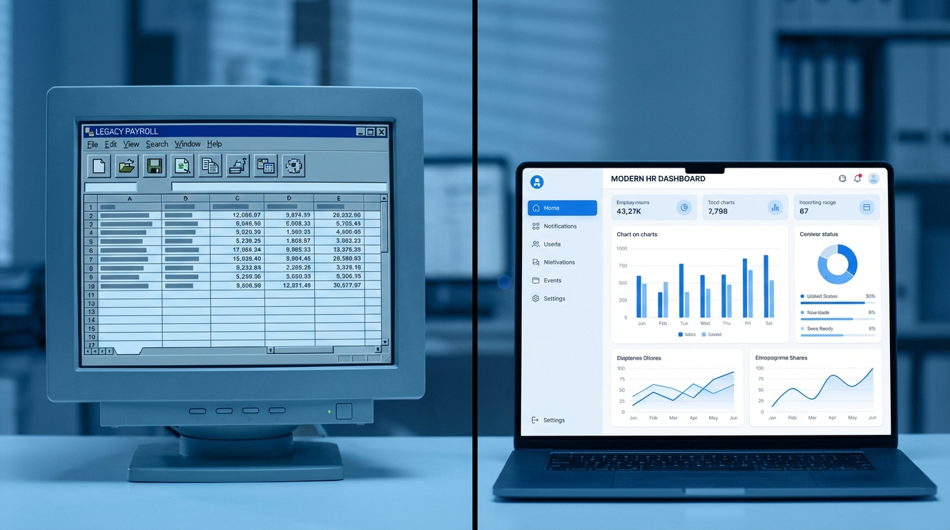 legacy payroll software vs modern cloud HR platform comparison