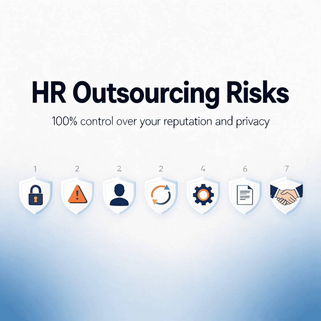 HR outsourcing risks, privacy, reputation management, business security.