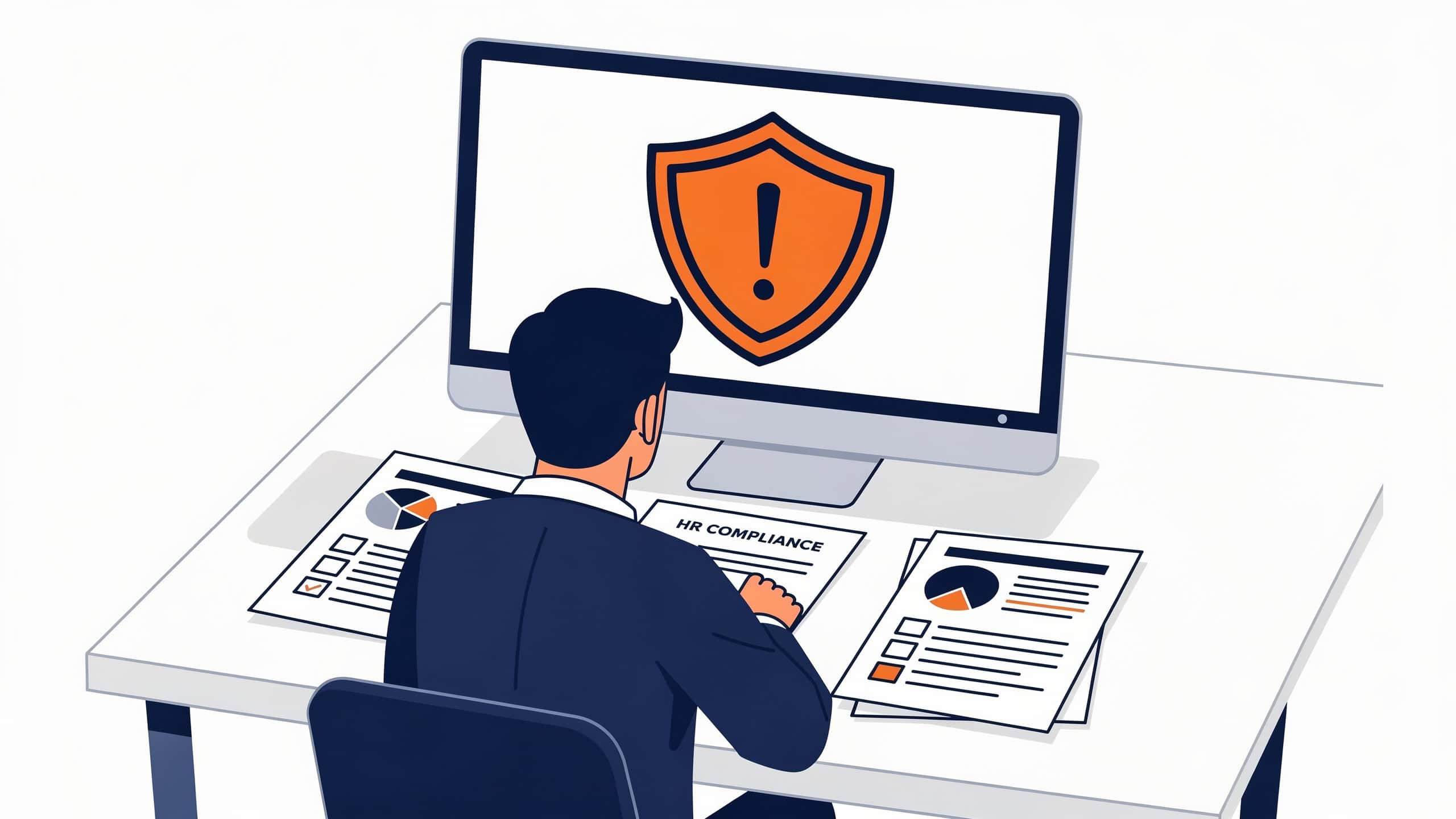 HR outsourcing risks — mid-market business owner reviewing compliance documents